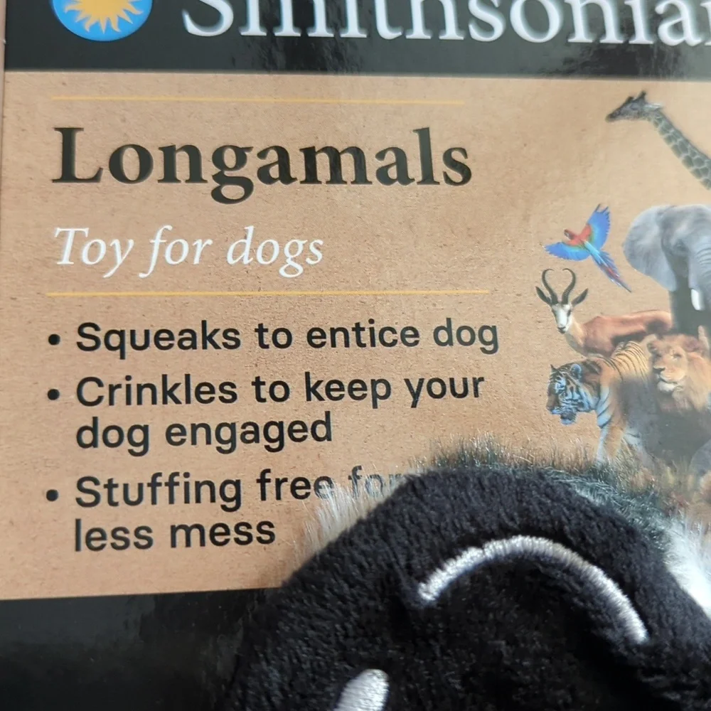 Smithsonian Black and White Longamals Dog Toy